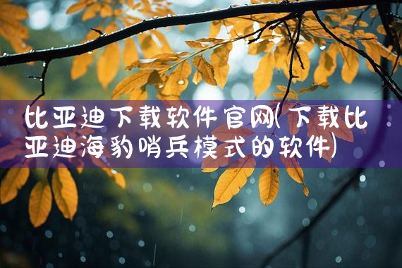 比亚迪下载软件官网